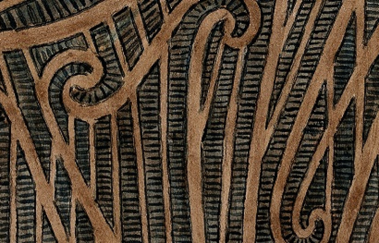 240610 Puhoro tracing of the chisel cuts used in a Maori design of Wellcome V0047499